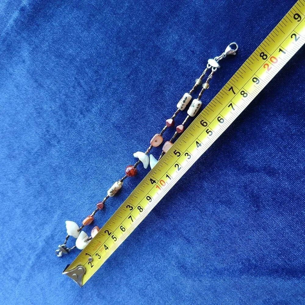 Hanzi Seashell and Bead Bracelet Thankful Prosperous cultural fashion jewelry